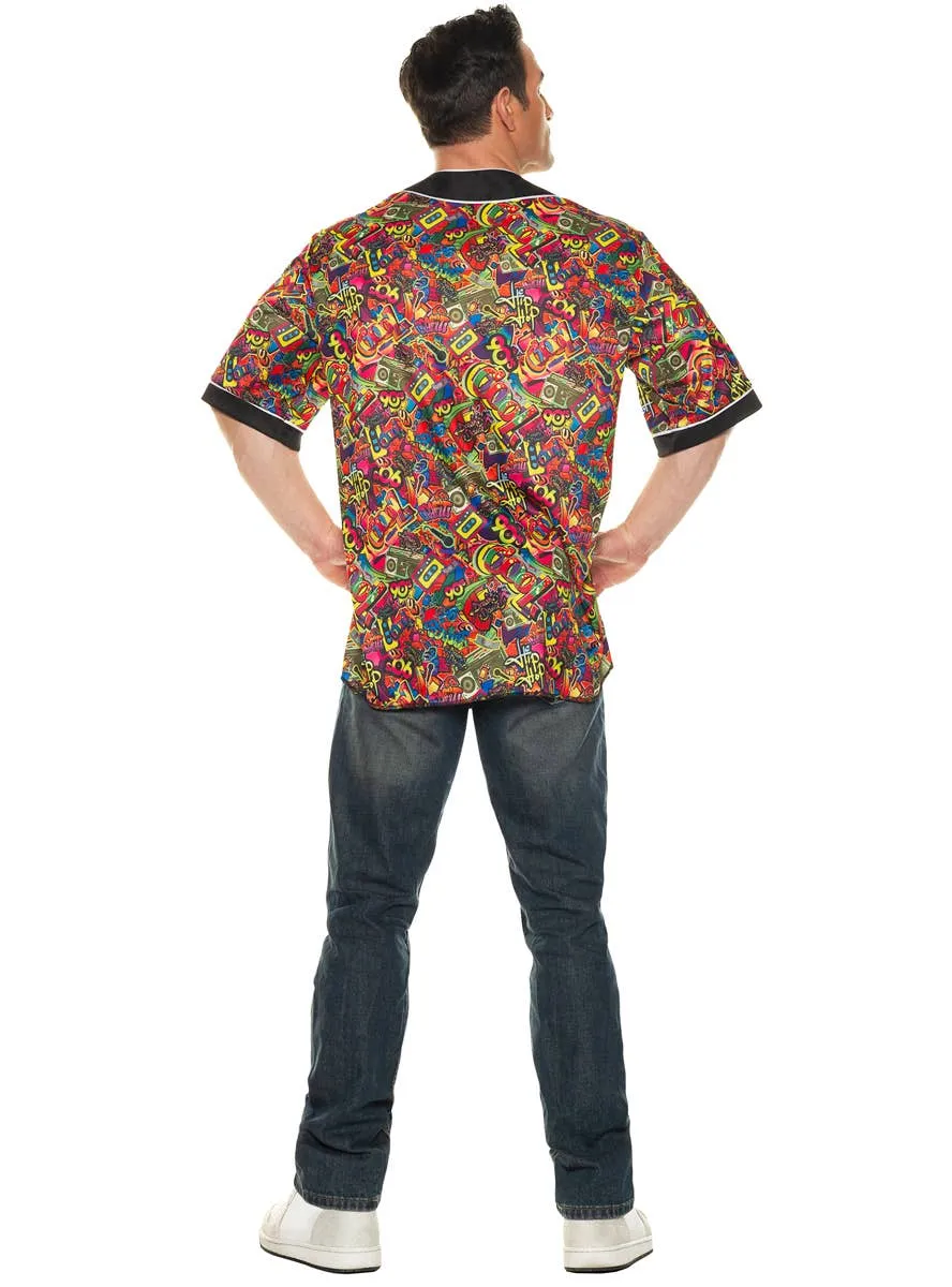 90s Multicolour Print Mens Plus Size Costume Shirt