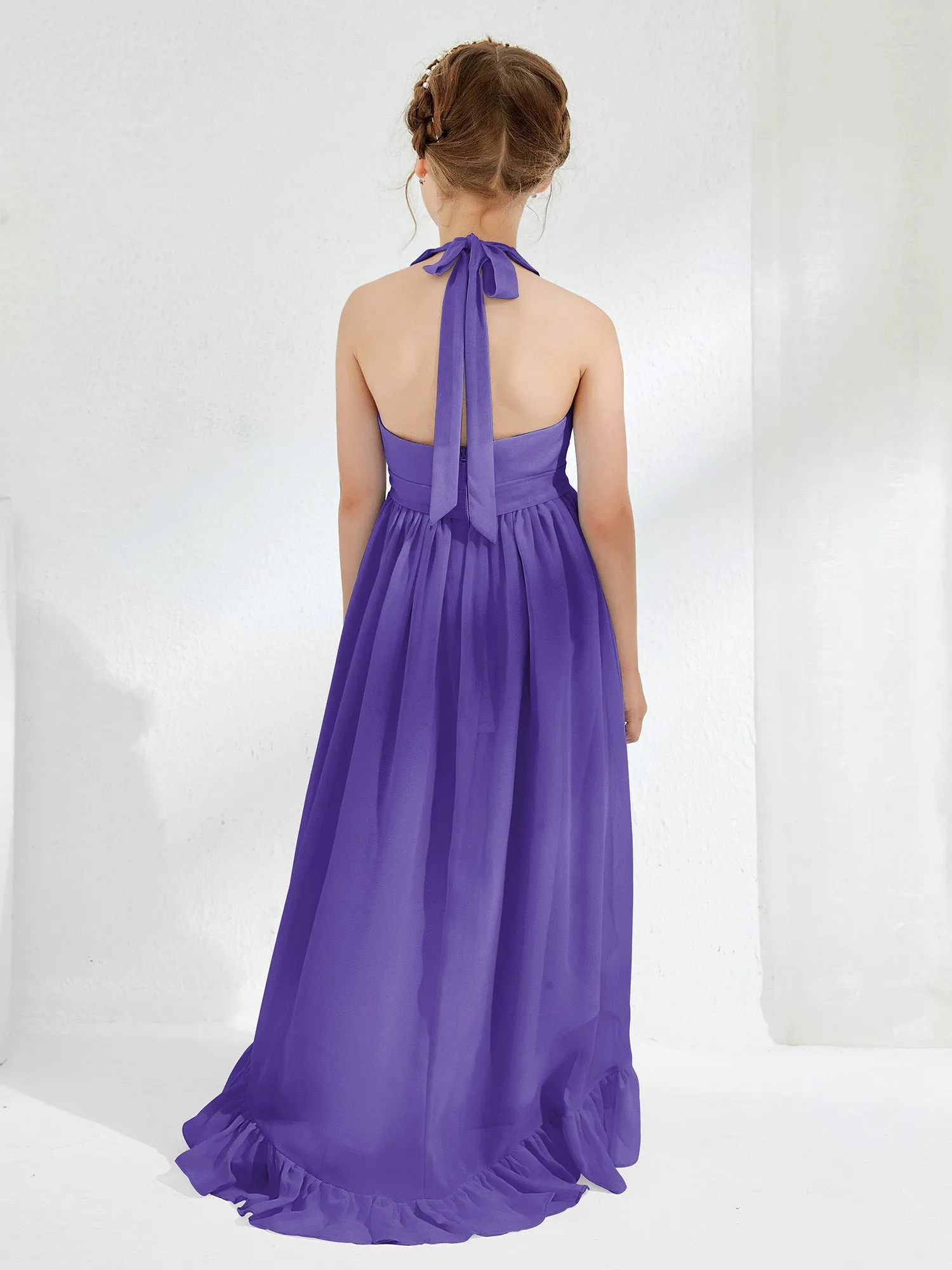 Asymmetrical A-line Junior Bridesmaid Dresses with Flower Regency