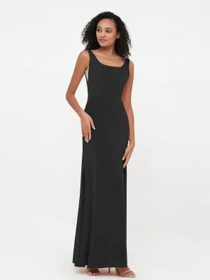 Bateau Neck Mermaid Long Velvet Dresses Black Plus Size