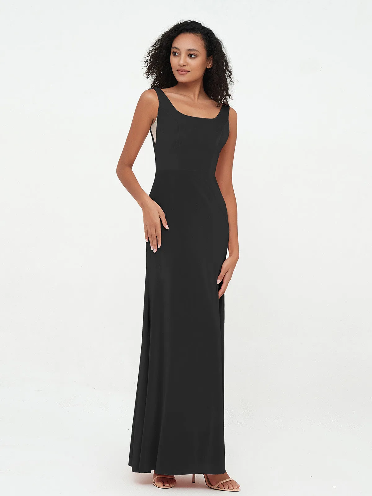 Bateau Neck Mermaid Long Velvet Dresses Black Plus Size