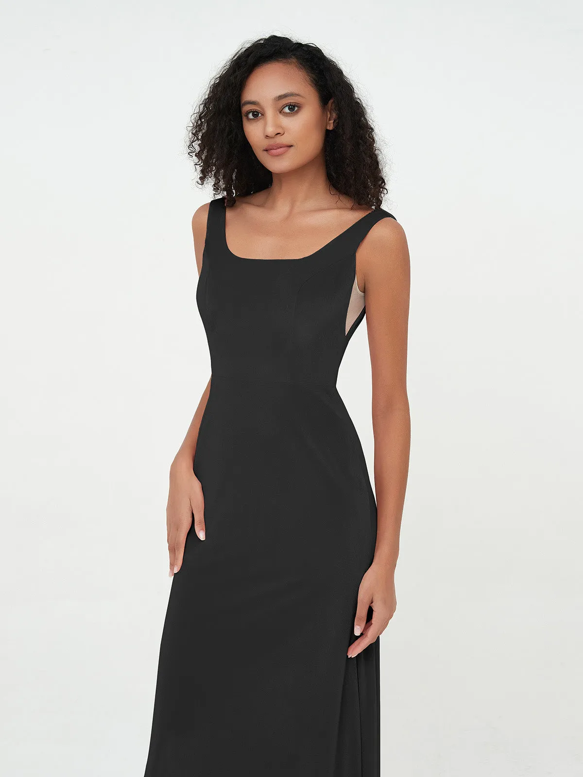 Bateau Neck Mermaid Long Velvet Dresses Black Plus Size
