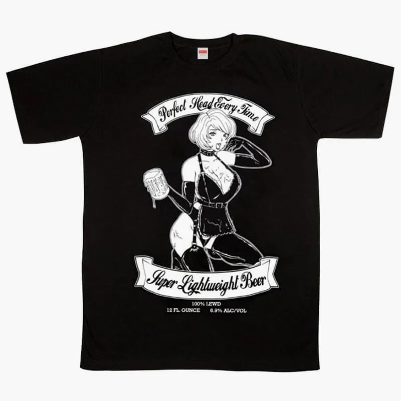 benpaolv Beer Nymph Anime Girl Dark Style T-Shirt HVY BLK