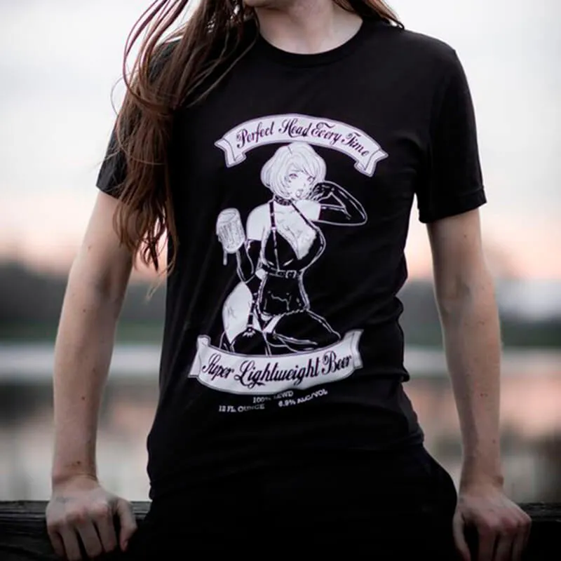 benpaolv Beer Nymph Anime Girl Dark Style T-Shirt HVY BLK