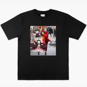 benpaolv Joker and Nezuko Running Away Anime T-Shirt