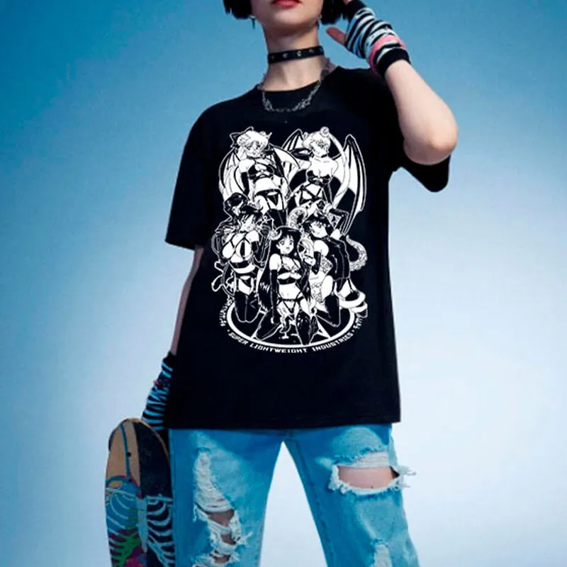 benpaolv Succubus Cult Anime Girl HVY BLK T-Shirt Bondagecore