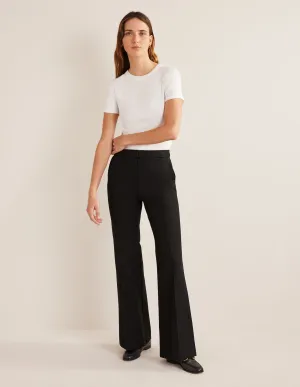 Bi-Stretch Flared Trousers-Black