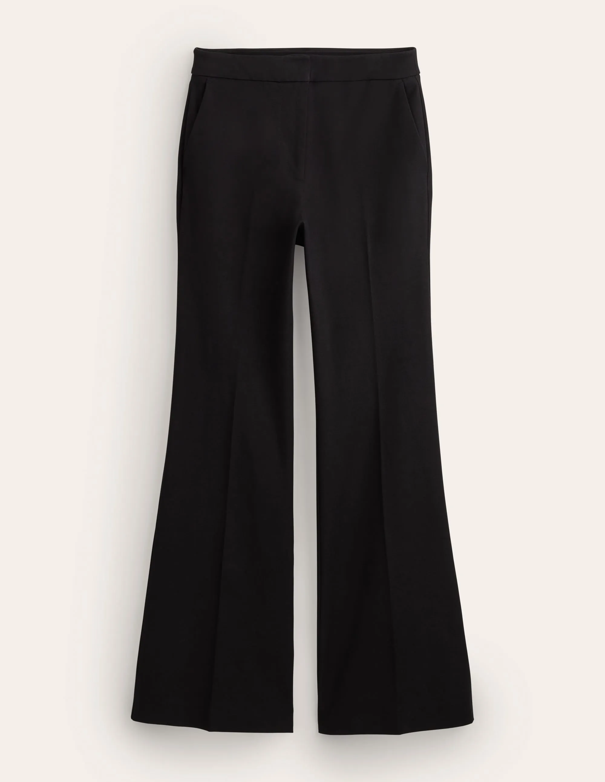 Bi-Stretch Flared Trousers-Black