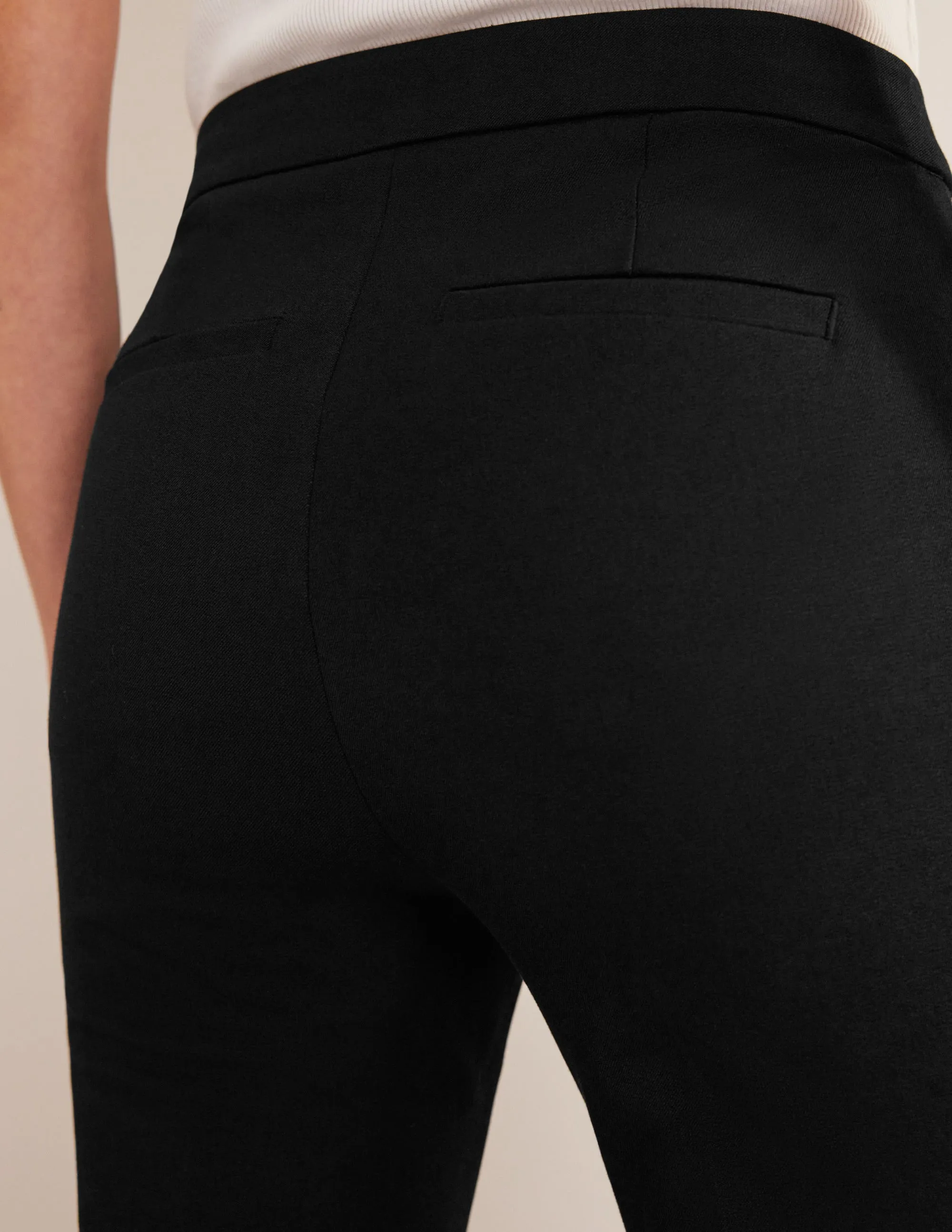 Bi-Stretch Flared Trousers-Black