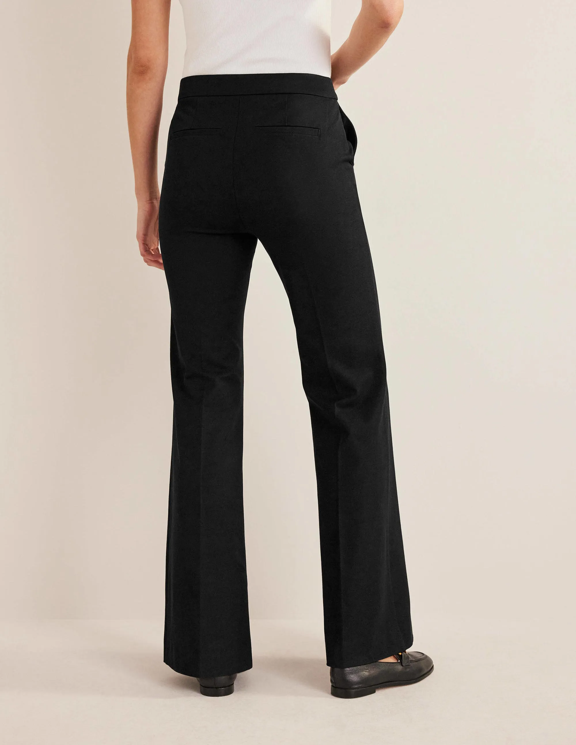 Bi-Stretch Flared Trousers-Black