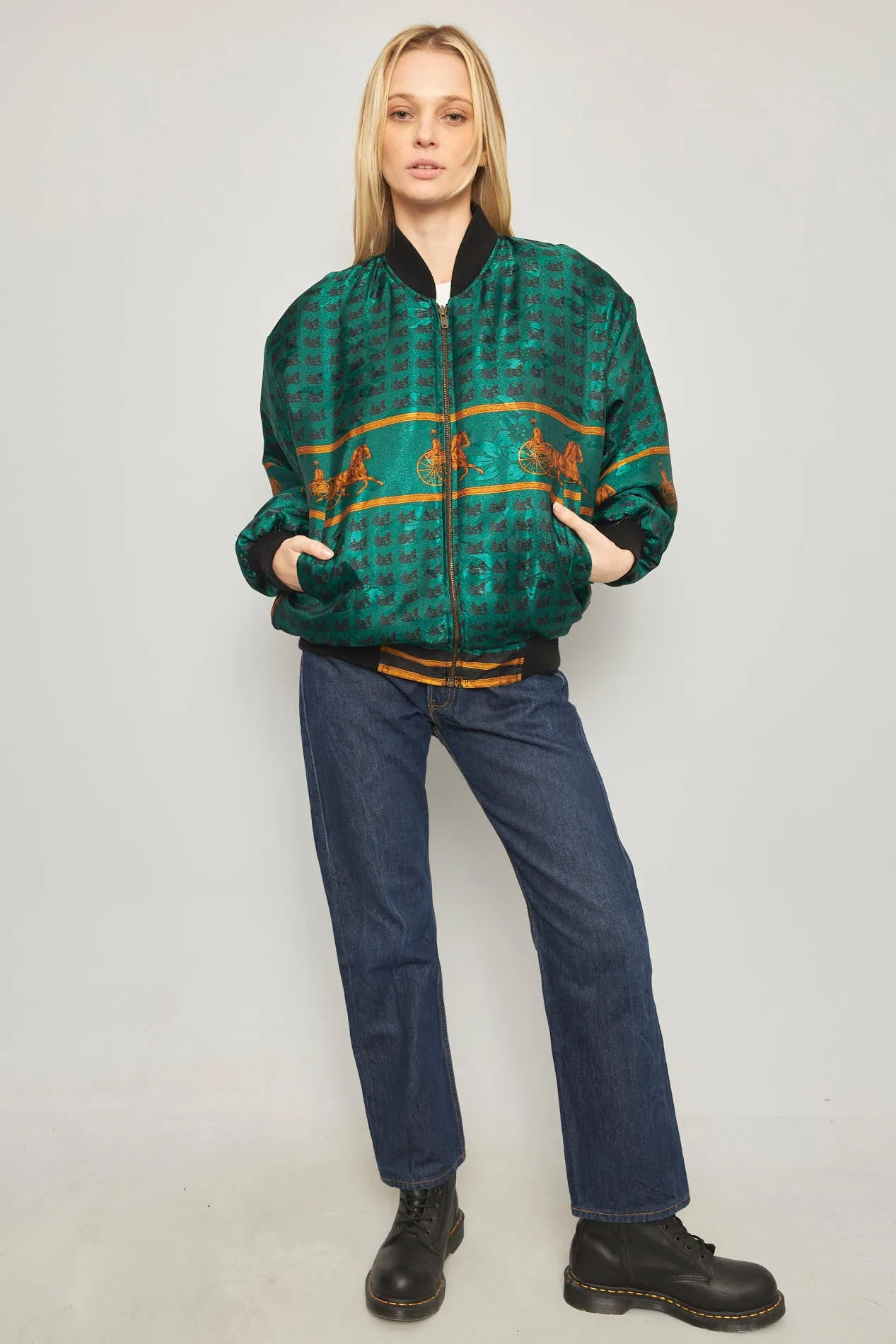 Bomber casual  verde nostalgic talla M 983