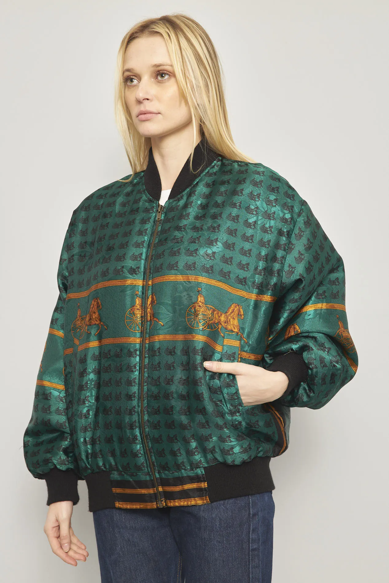 Bomber casual  verde nostalgic talla M 983