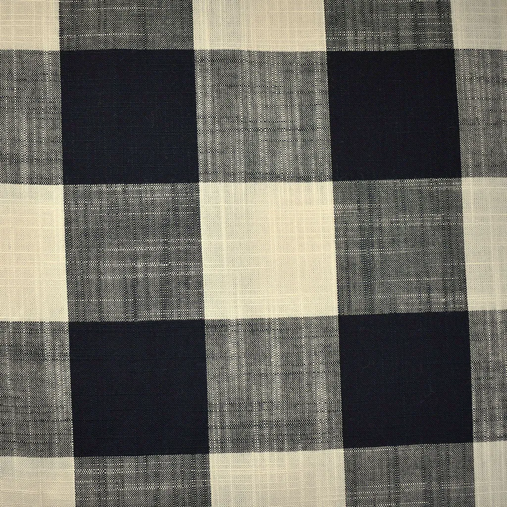 Buffalo Check Slub Texture Cotton Shirting Black/Cream