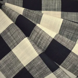 Buffalo Check Slub Texture Cotton Shirting Black/Cream