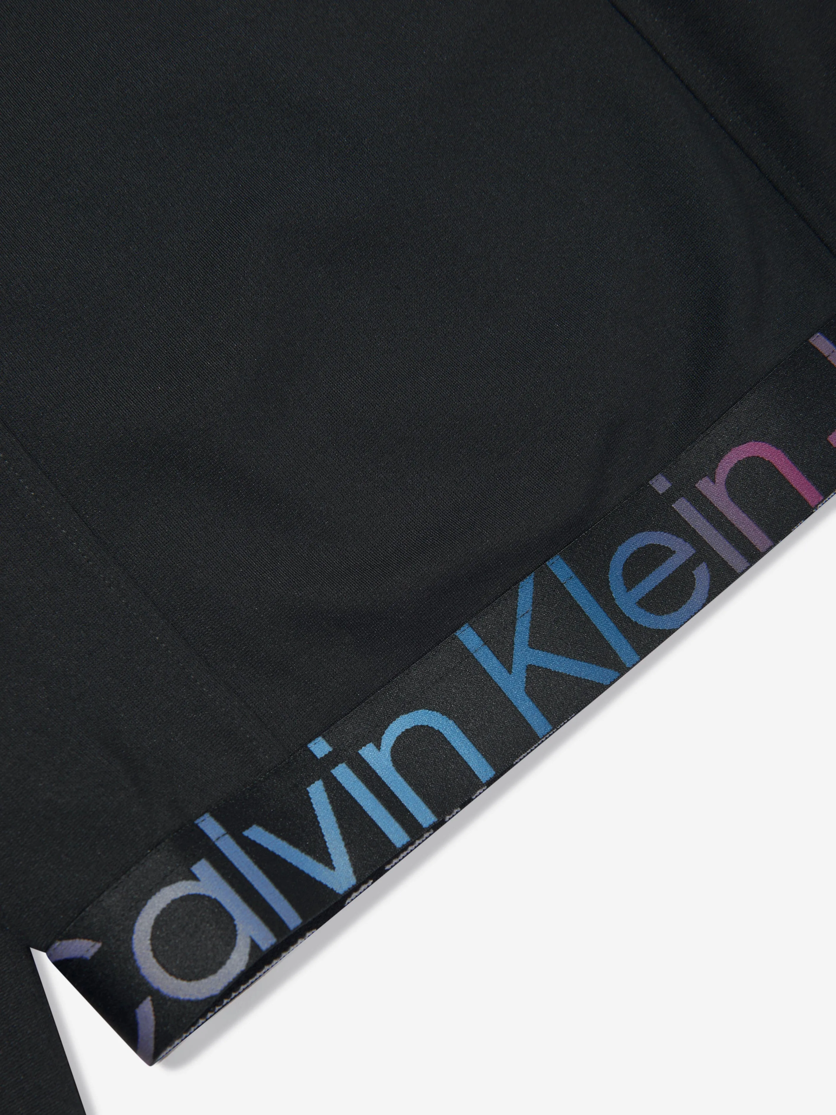 Calvin Klein Girls Punto Tape Long Sleeve Top in Black