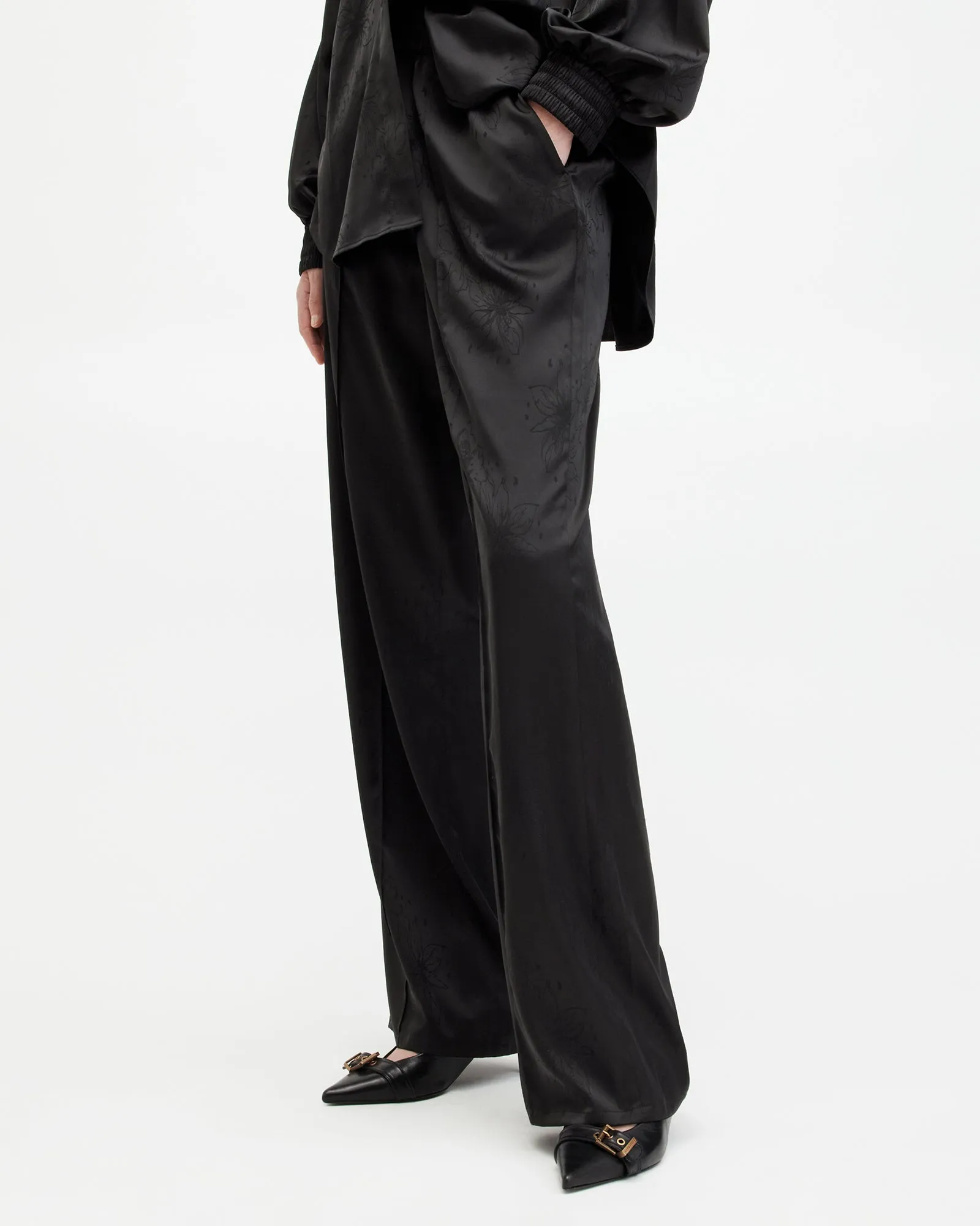 Charli Wide Leg Jacquard Trousers