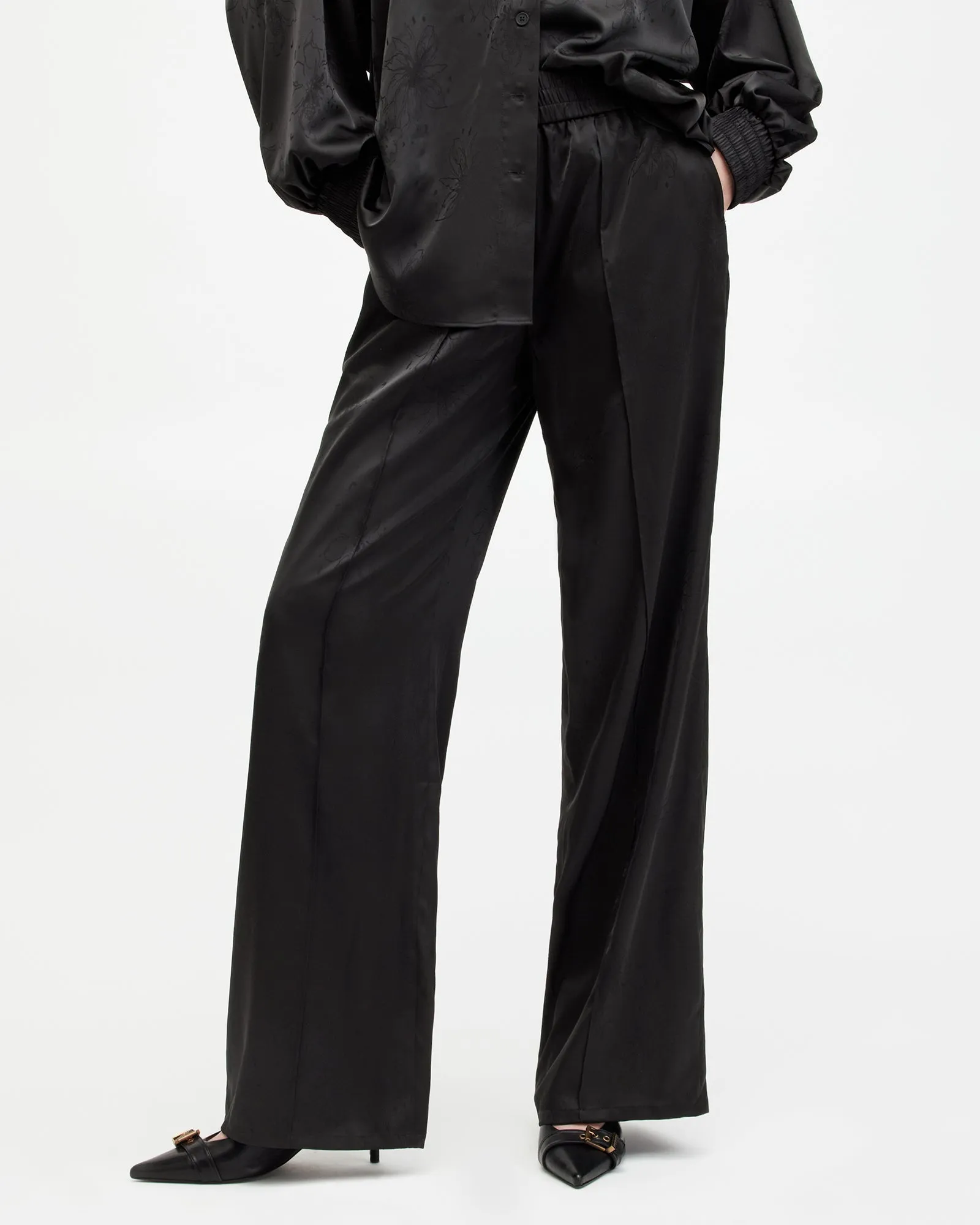 Charli Wide Leg Jacquard Trousers