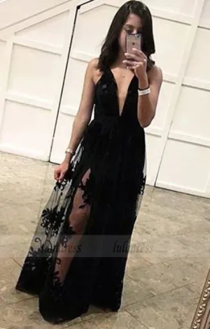 Charming Black Prom Dress, Sexy Sleeveless Prom Dresses, Long Evening Party Dress