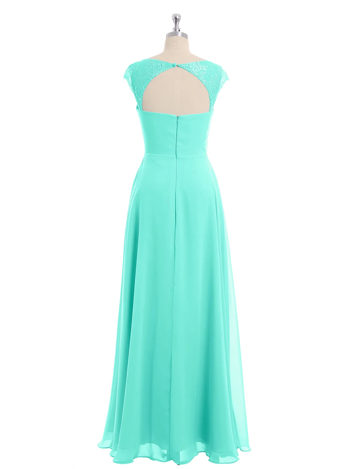 Chiffon Bridesmaid Dresses with Lace Cap Sleeves-Spa Plus Size