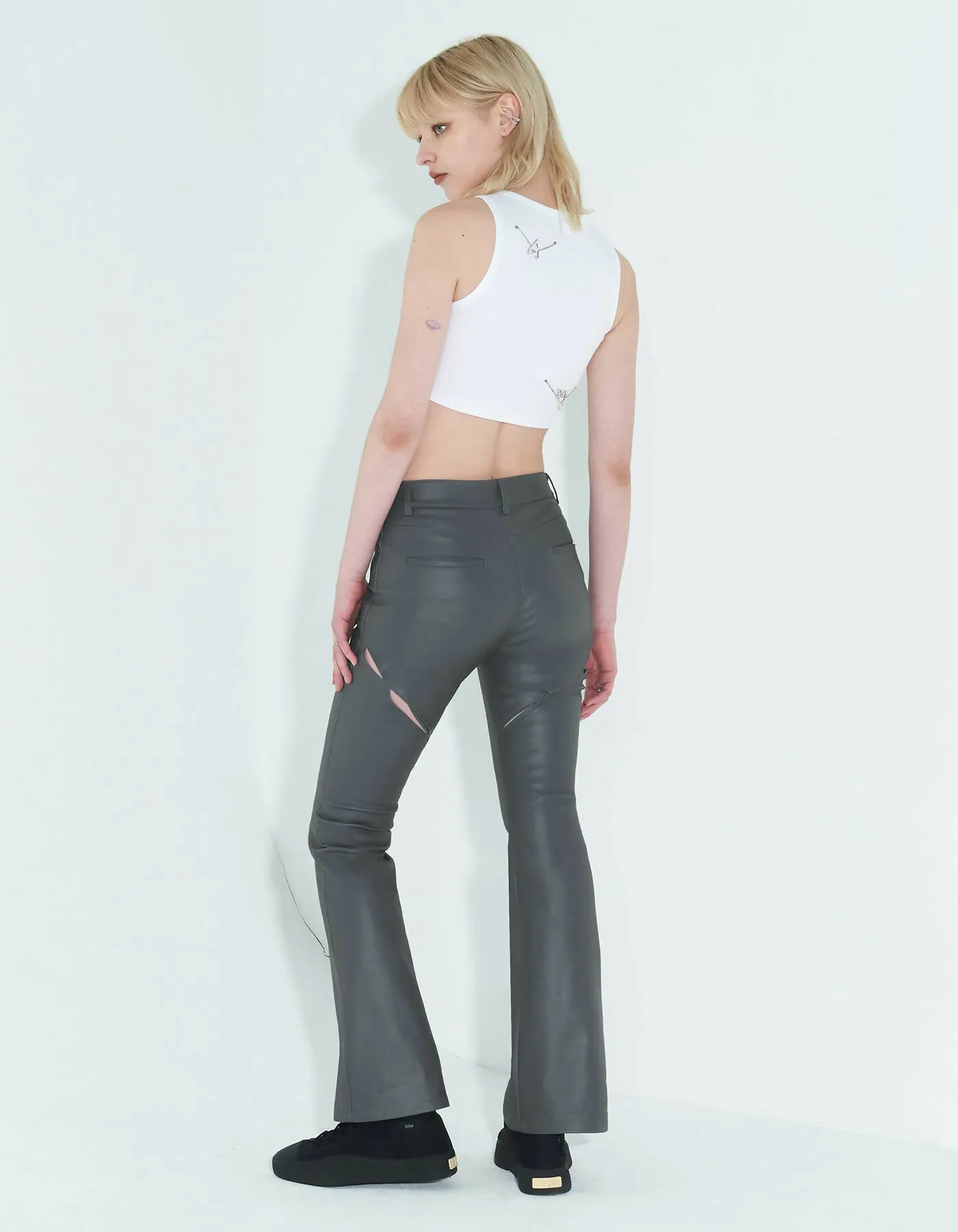 Coated Back Slit Jeans