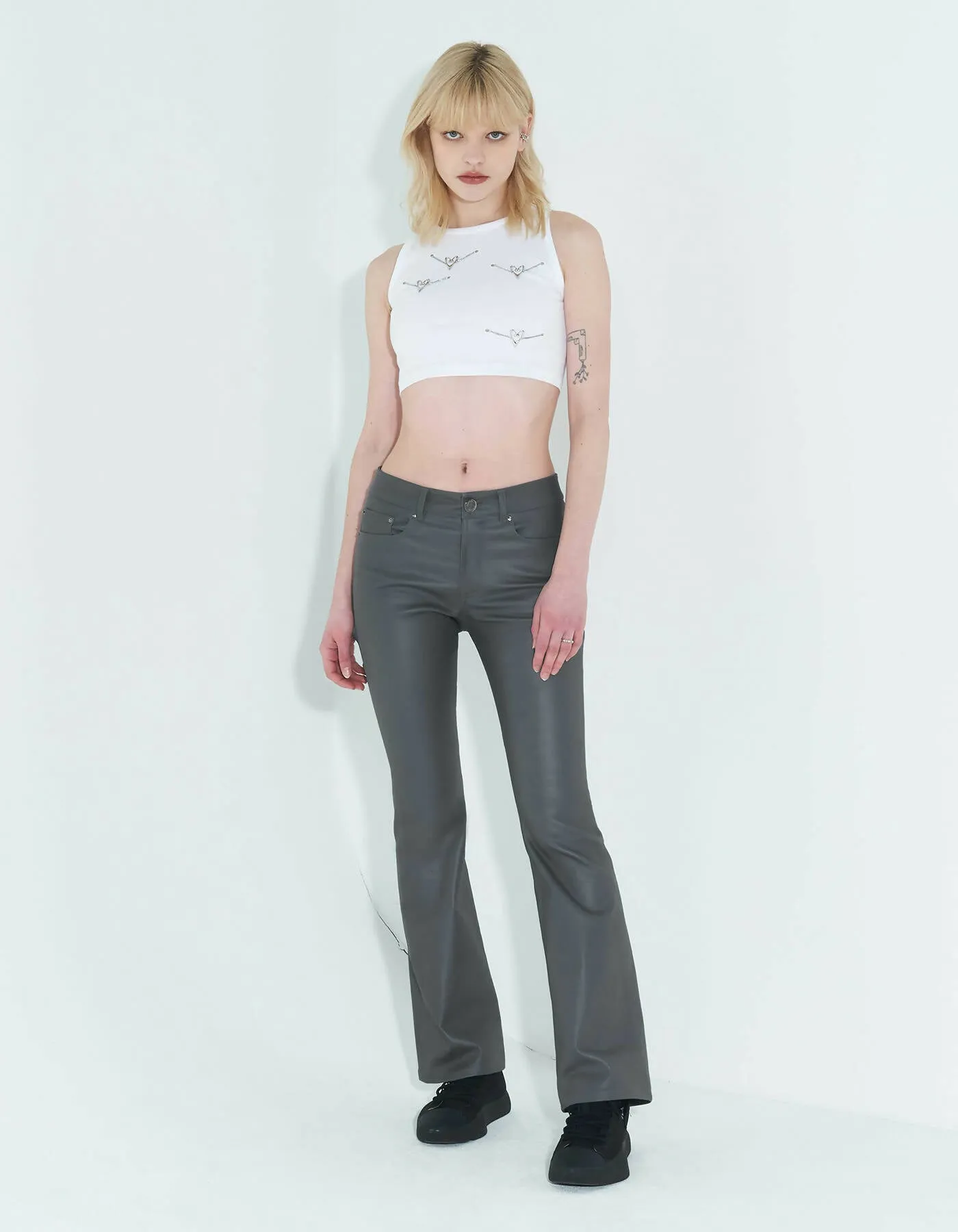 Coated Back Slit Jeans