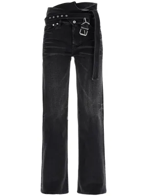 Criss-Cross Bootcut Denim Jeans