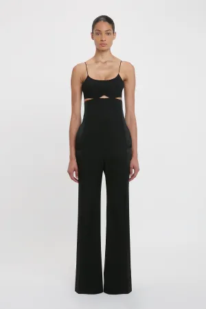 Cut-Out Detail Cami Jumpsuit In Black