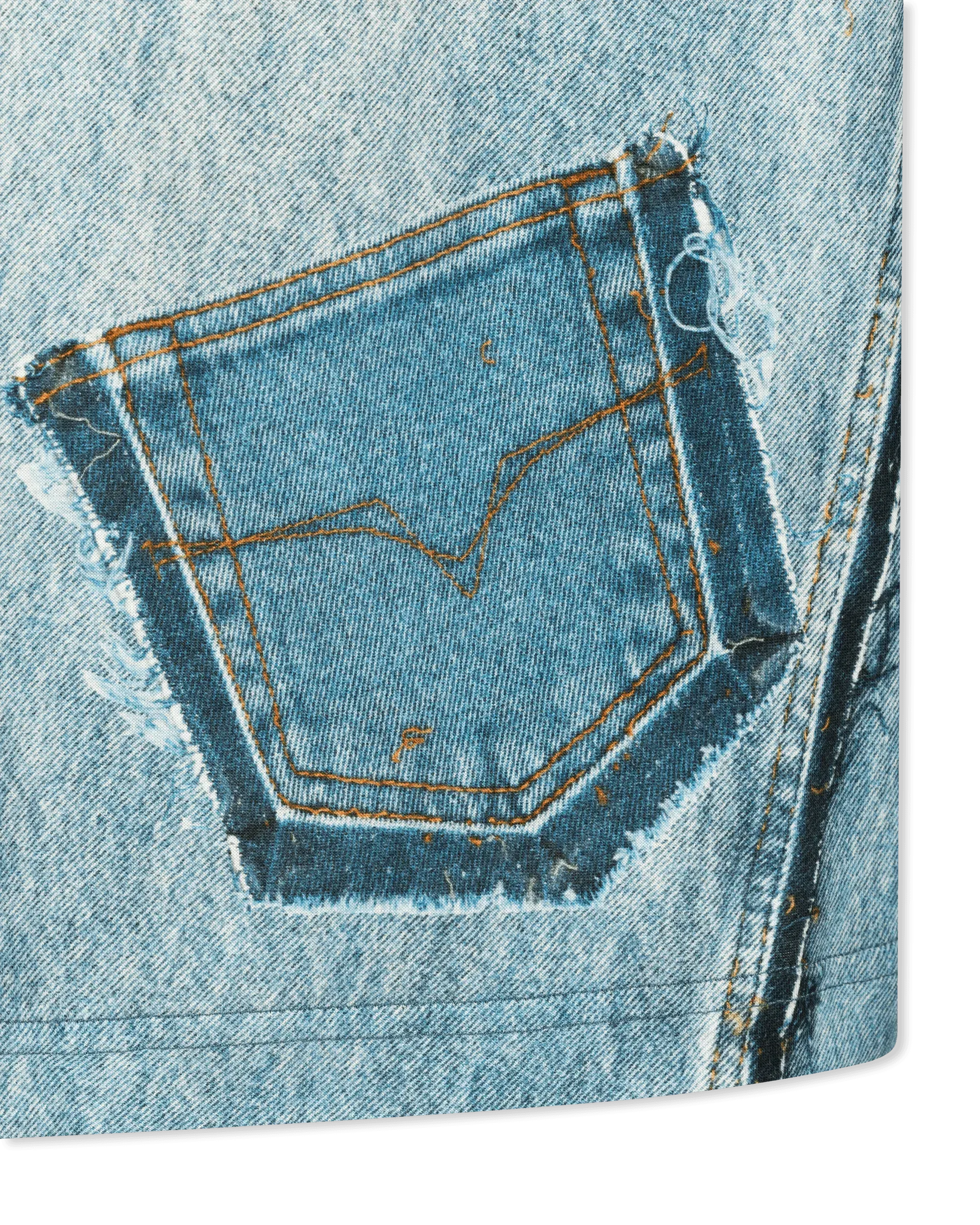 Denim Print Cotton T-Shirt