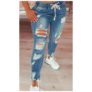 Distressed Denim Joggers