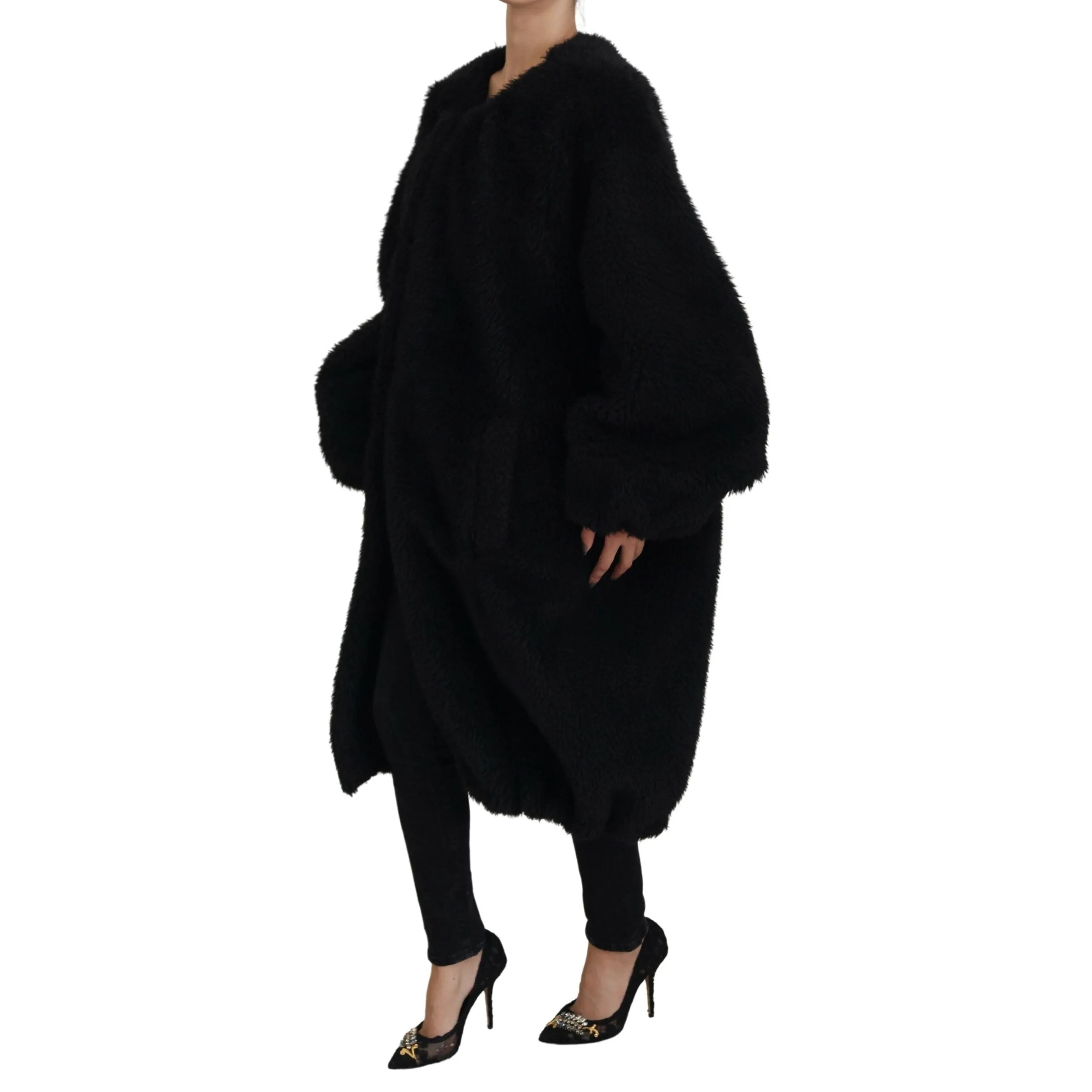 Dolce & Gabbana Elegant Black Cashmere Blend Overcoat Jacket