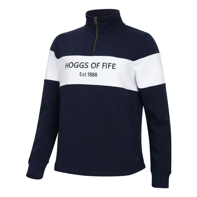 Dumfries 1888 Ladies 1/4 Zip Sweatshirt in Navy & White
