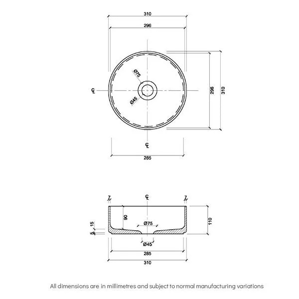 Eight Quarters Amaroo Circle Mini Matte White Basin