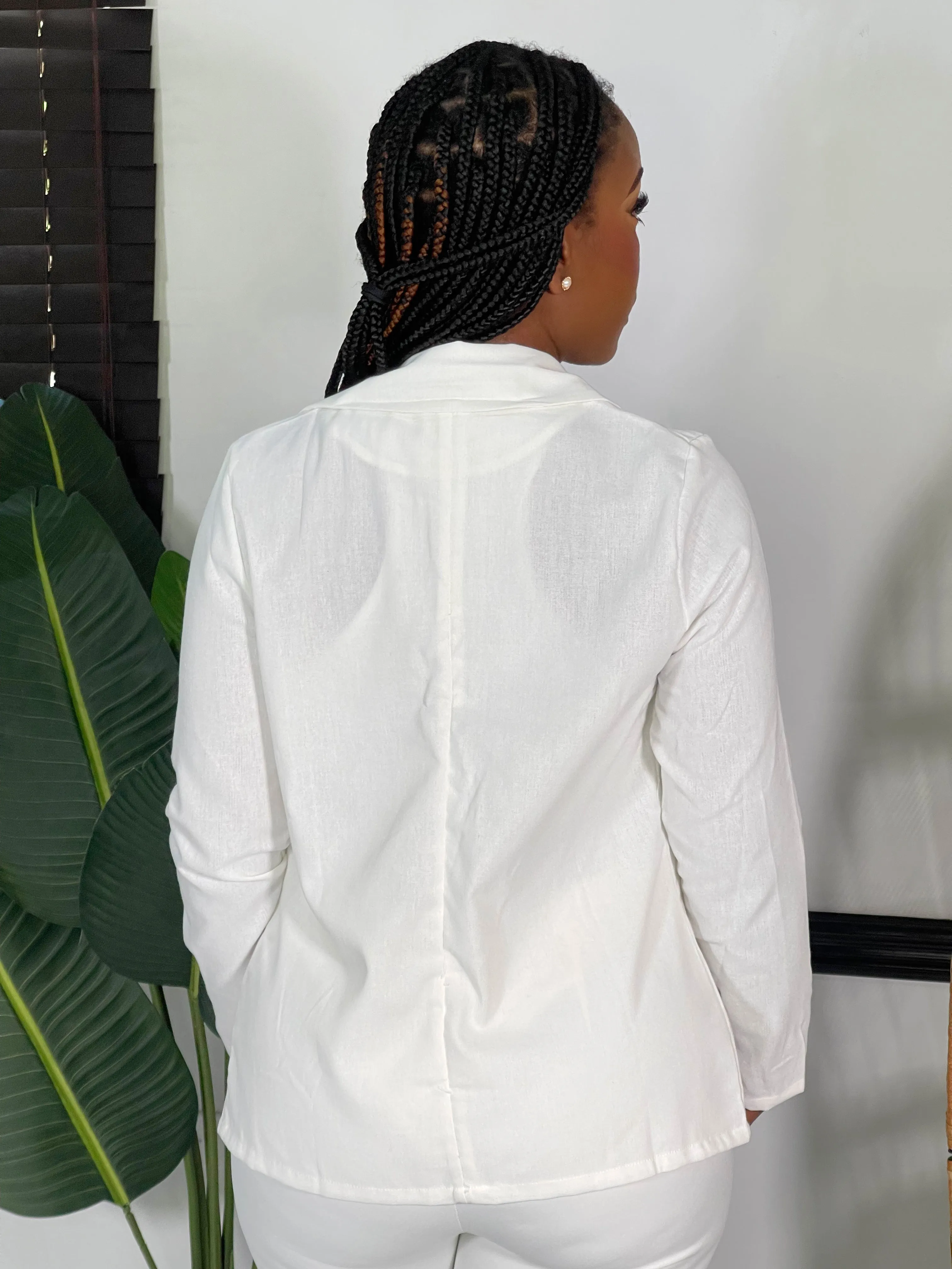 Elegance Edge Blazer Jacket-Off White