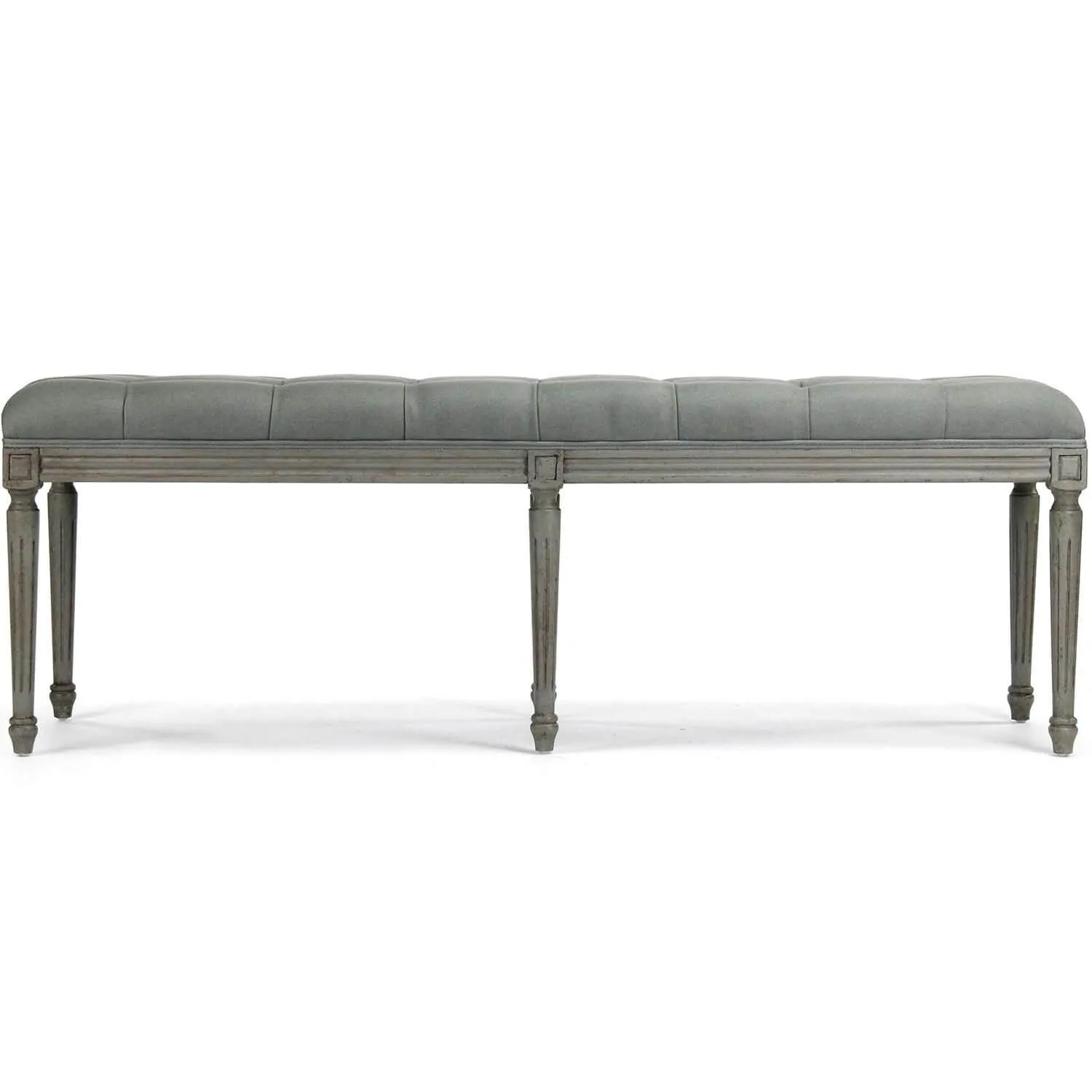 French Blue Louis Tufted Bench