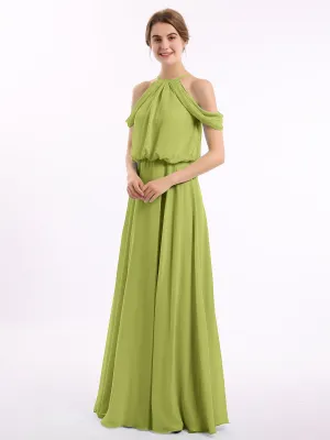 Halter Off the Shoulder Dress with blouson bodice Clover