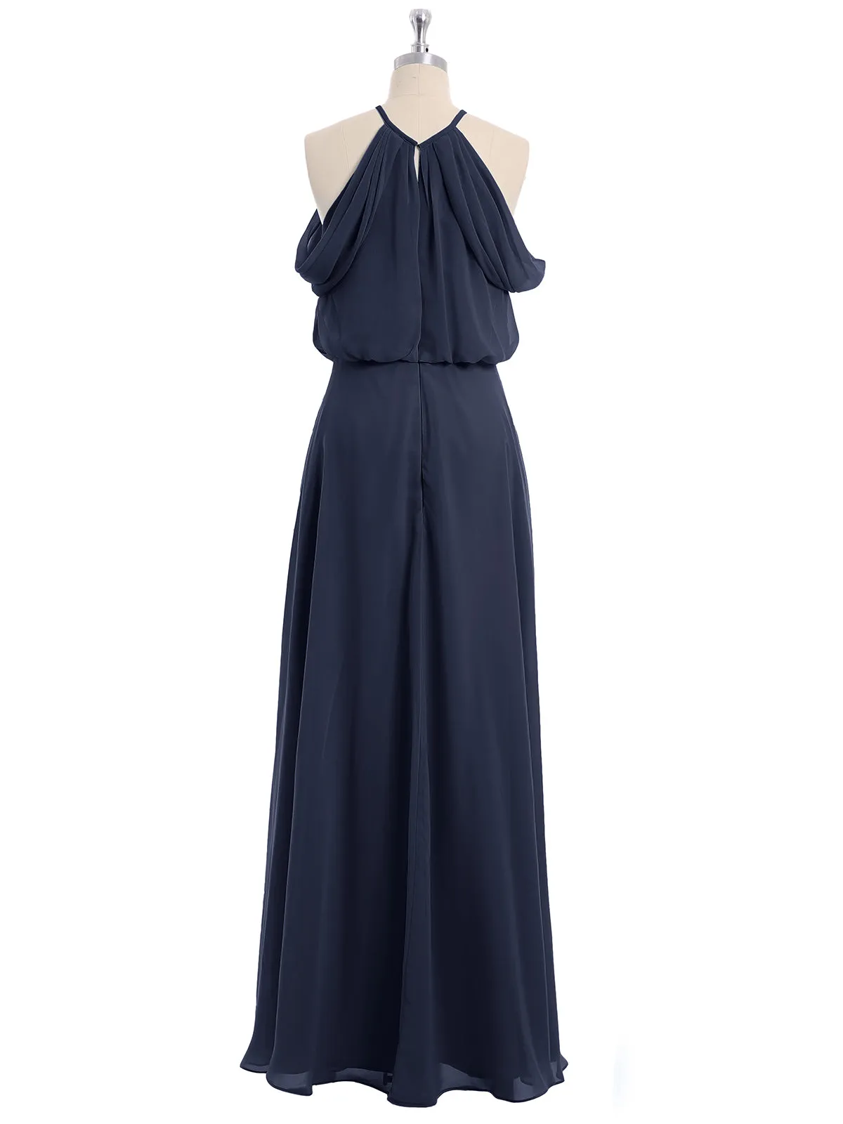 Halter Off the Shoulder Dress with blouson bodice Dark Navy Plus Size