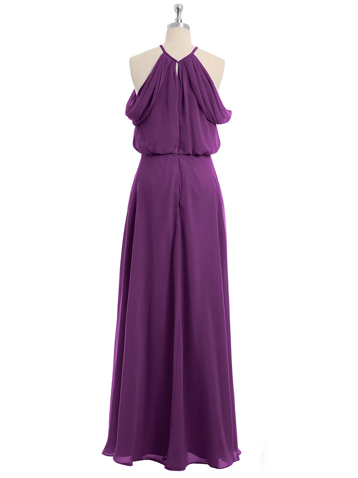 Halter Off the Shoulder Dress with blouson bodice Grape Plus Size
