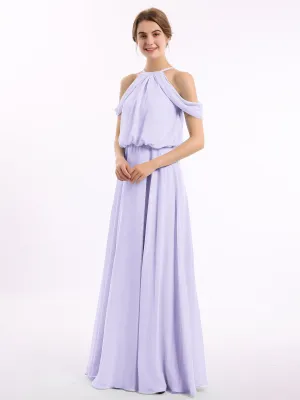 Halter Off the Shoulder Dress with blouson bodice Lilac Plus Size