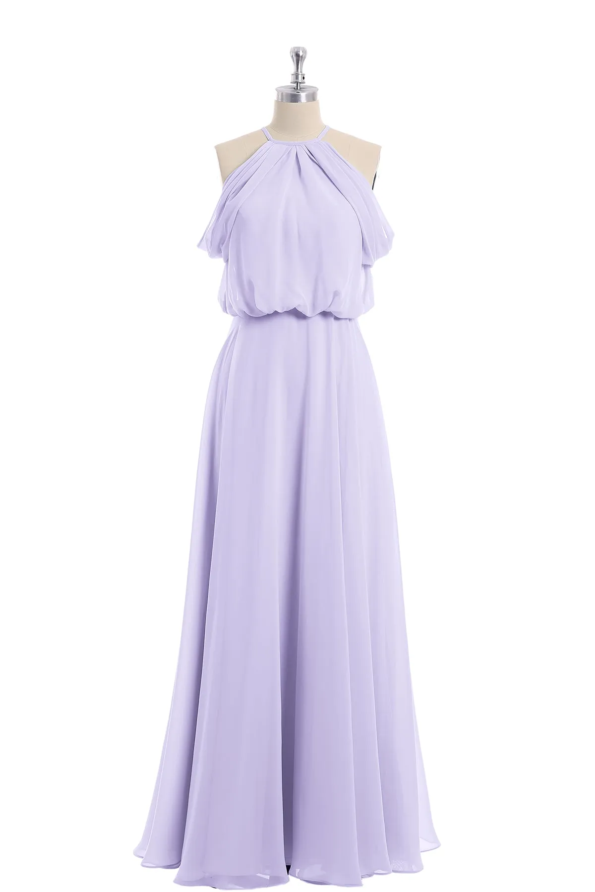 Halter Off the Shoulder Dress with blouson bodice Lilac Plus Size