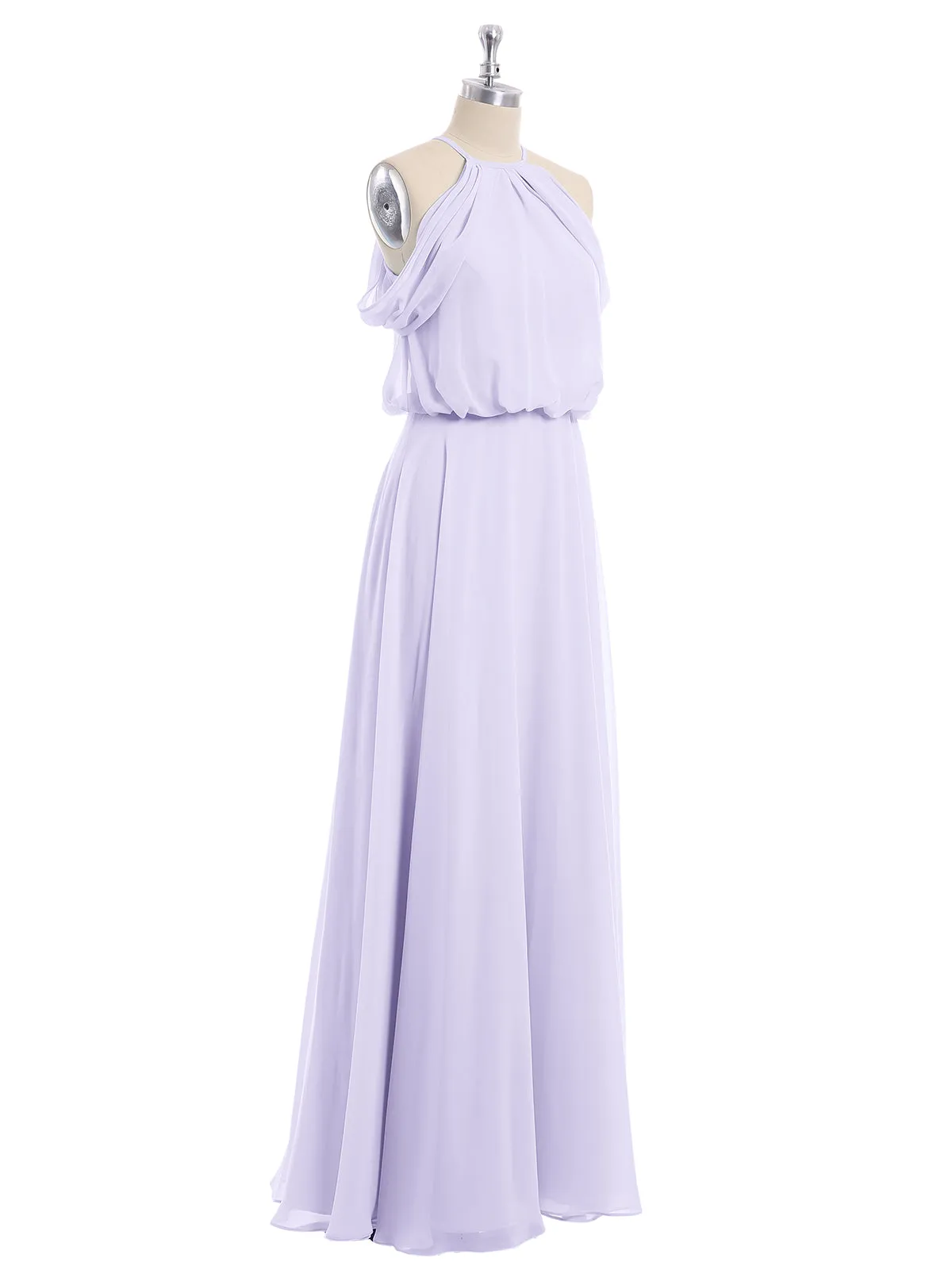 Halter Off the Shoulder Dress with blouson bodice Lilac Plus Size
