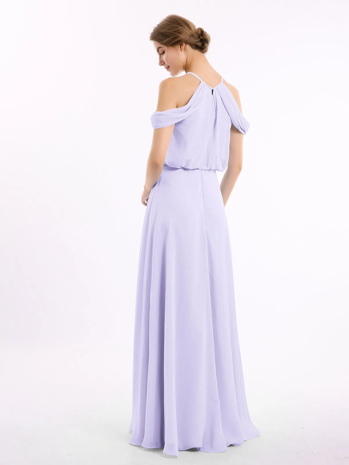 Halter Off the Shoulder Dress with blouson bodice Lilac Plus Size