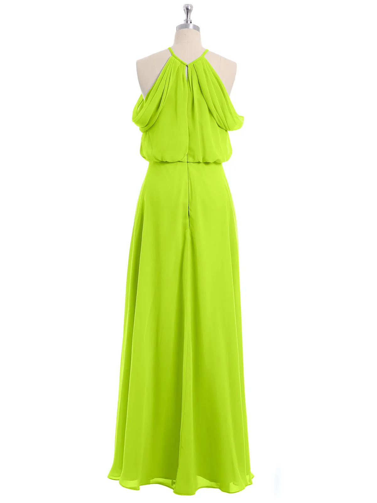 Halter Off the Shoulder Dress with blouson bodice Lime Green Plus Size