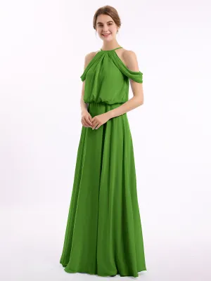 Halter Off the Shoulder Dress with blouson bodice Moss Plus Size