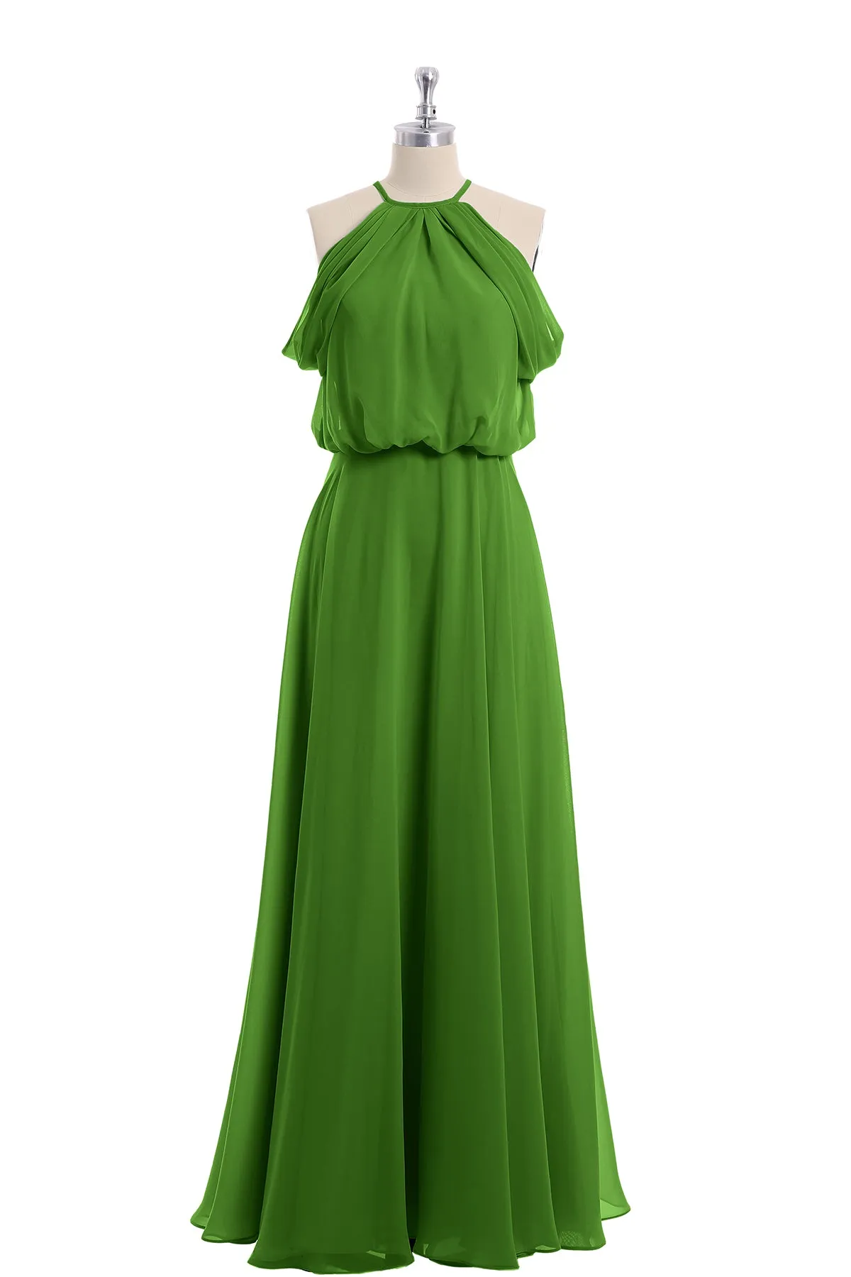 Halter Off the Shoulder Dress with blouson bodice Moss Plus Size