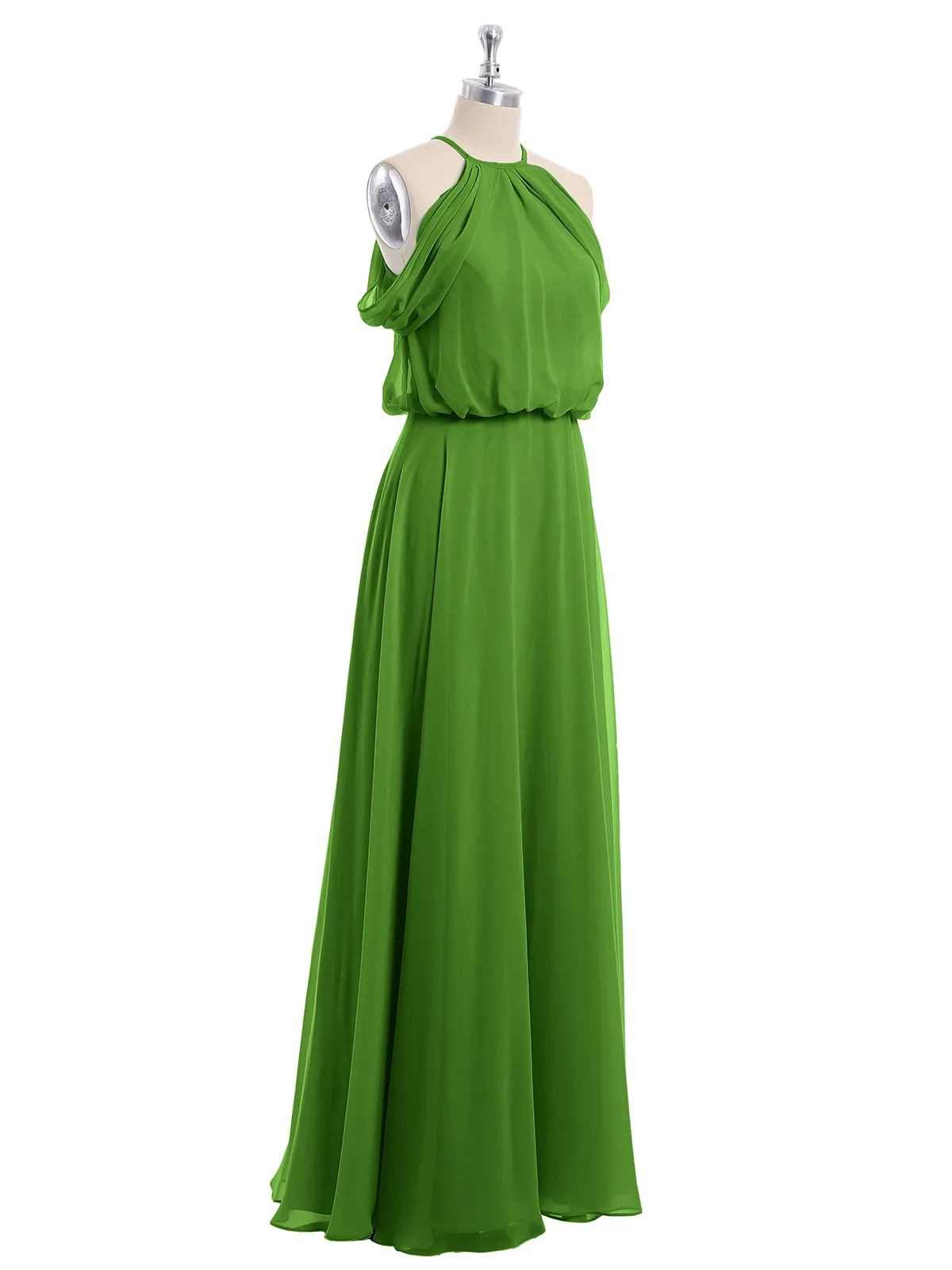 Halter Off the Shoulder Dress with blouson bodice Moss Plus Size