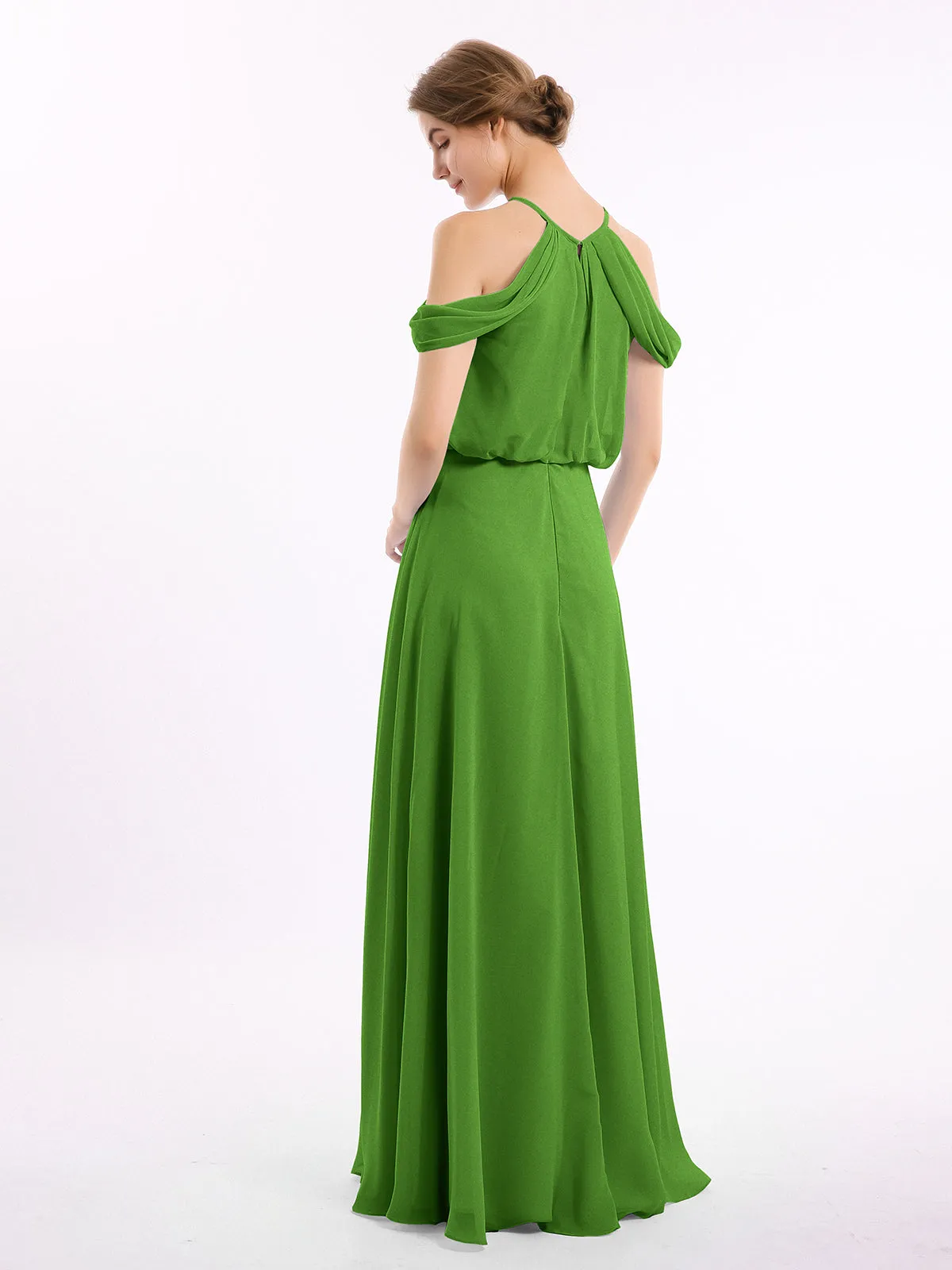 Halter Off the Shoulder Dress with blouson bodice Moss Plus Size