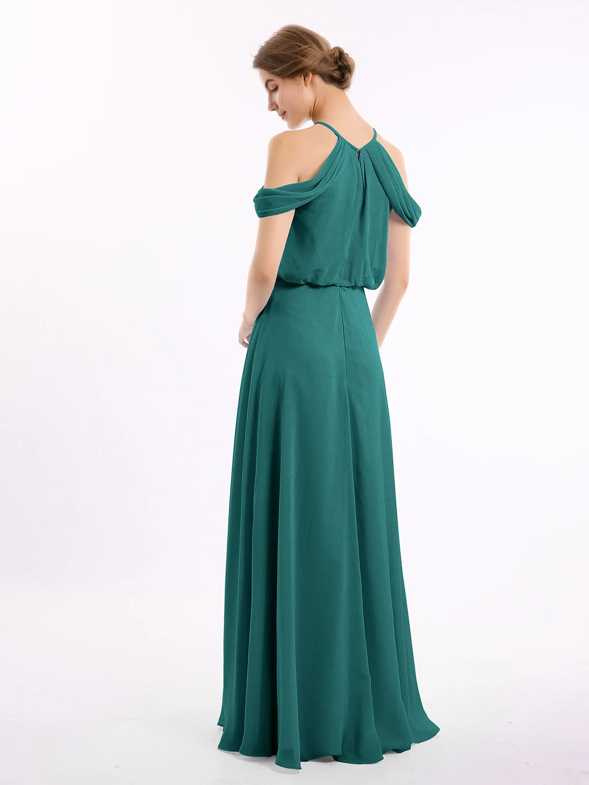 Halter Off the Shoulder Dress with blouson bodice Peacock Plus Size