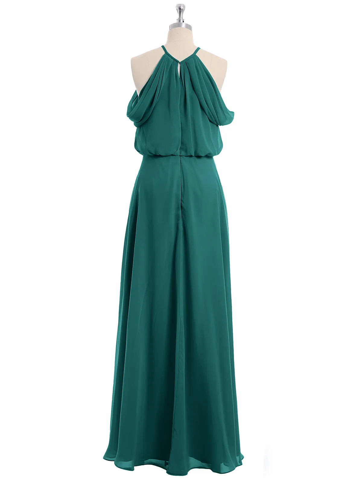 Halter Off the Shoulder Dress with blouson bodice Peacock Plus Size