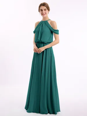 Halter Off the Shoulder Dress with blouson bodice Peacock Plus Size