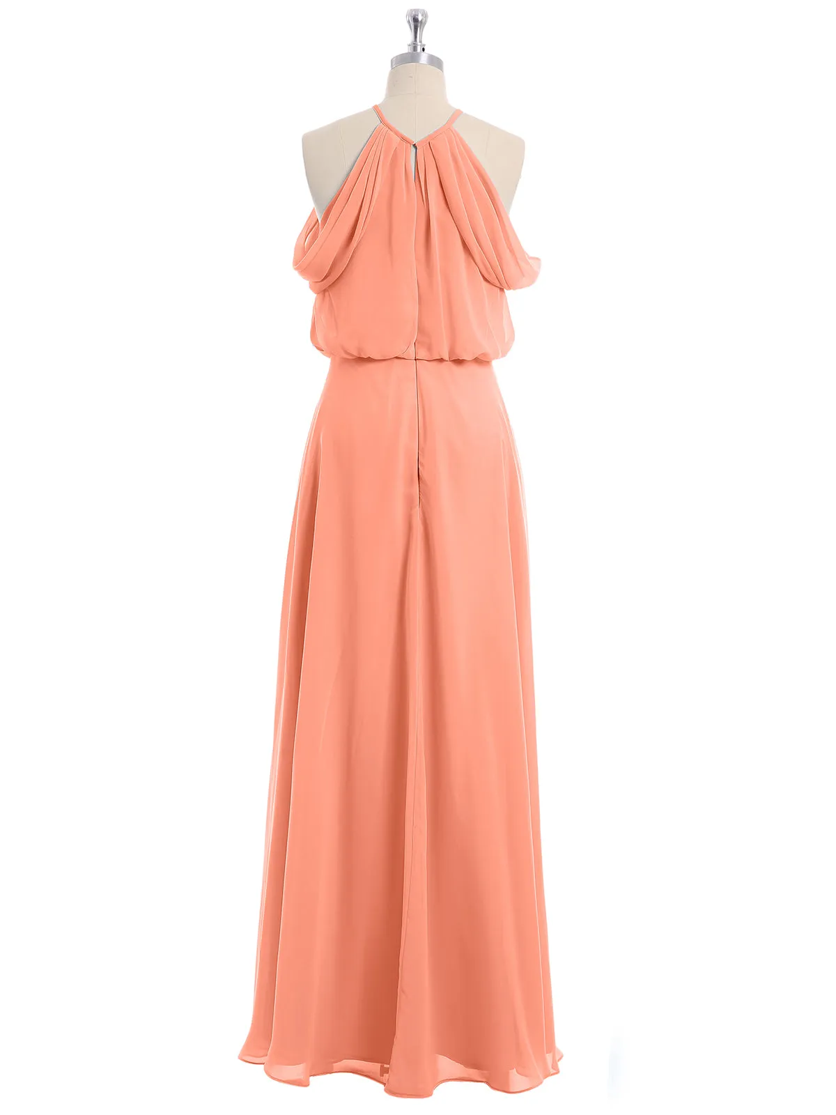 Halter Off the Shoulder Dress with blouson bodice Sunset