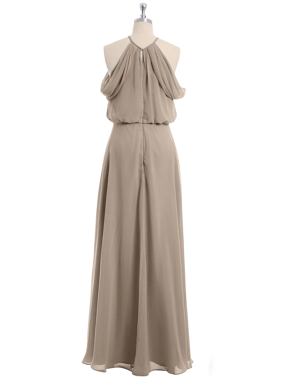 Halter Off the Shoulder Dress with blouson bodice Taupe  Plus Size